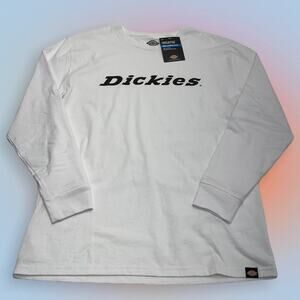 DICKIES Men’s 2XL White Long Sleeve Logo Tee Shirt